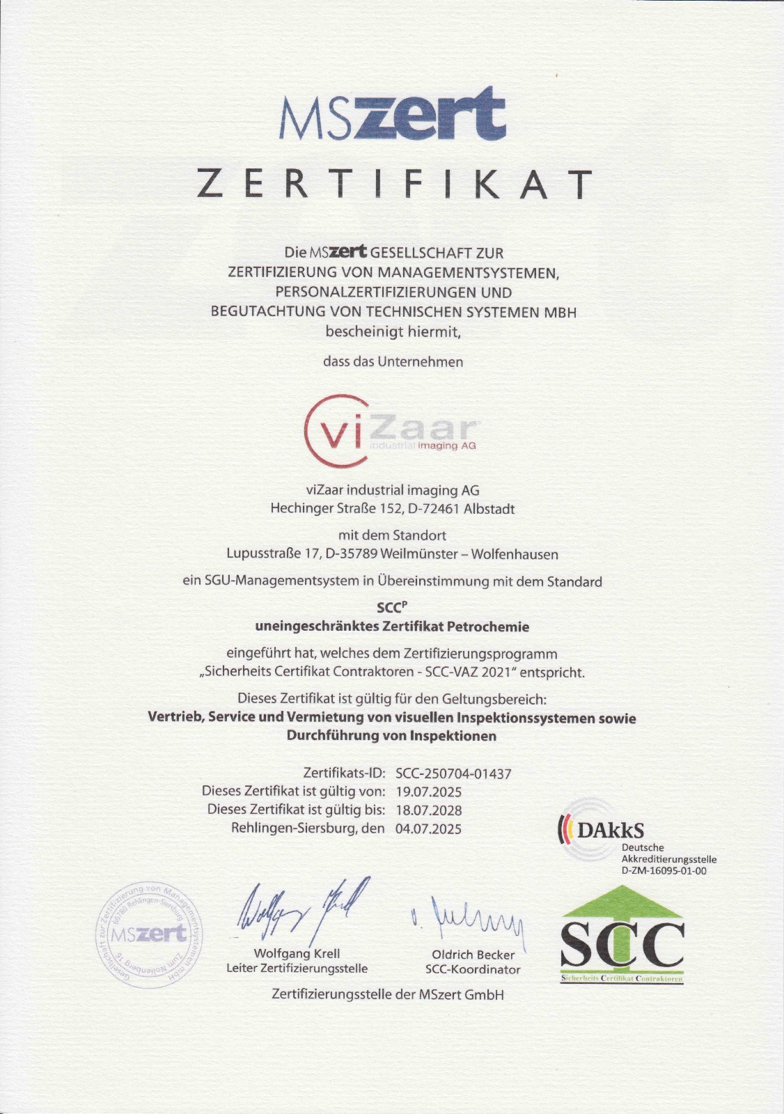 SCCP Zertifikat